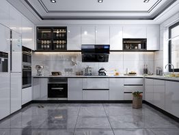 Tủ bếp Acrylic màu trắng cho biệt thự