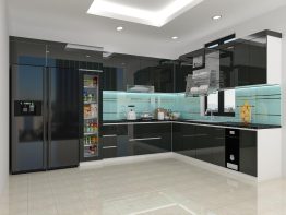 Tủ bếp Acrylic màu đen